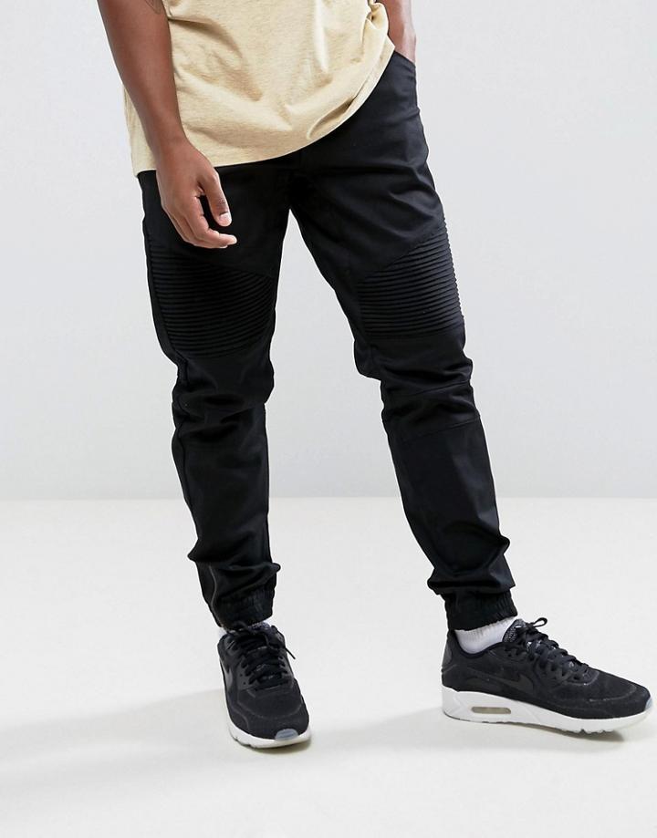 Criminal Damage Skinny Fit Biker Jogger Chino - Black
