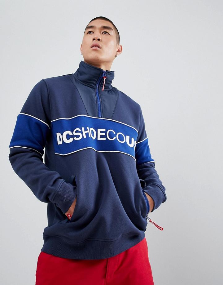 Dc Shoes Cut & Sew Half Zip Sweat In Blue-red