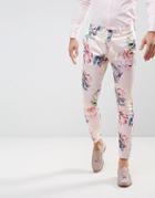 Asos Wedding Super Skinny Suit Pants With Nude Floral Print - Pink