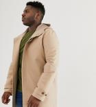 Asos Design Plus Hooded Trench Coat With Shower Resistance In Stone - Stone