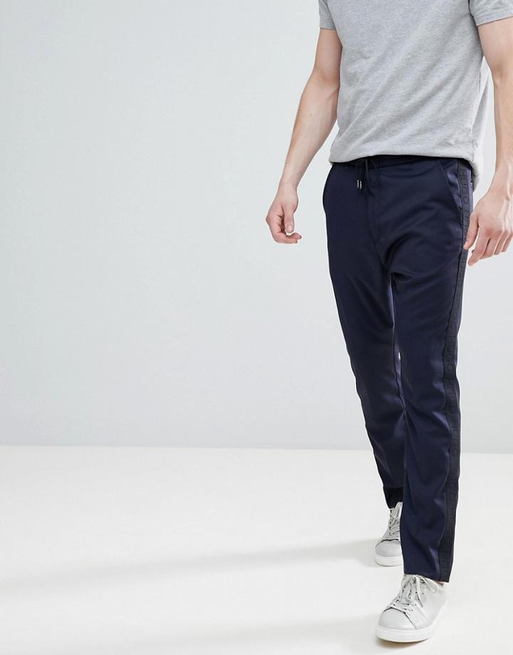 Hugo Taped Leg Drawstring Pants In Navy - Navy