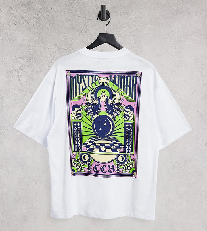 Collusion Unisex Oversized T-shirt With Mystic Print In White-grey