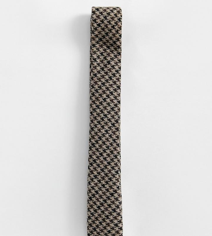 Heart & Dagger Dogstooth Tie In Brown