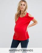 New Look Maternity Twist Sleeve T-shirt - Red
