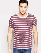 Asos Logo Stripe T-shirt In White And Purple