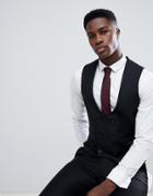 Asos Design Wedding Skinny Suit Vest In Black 100% Wool
