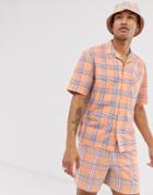 Asos Design Festival Two-piece Boxy Check Shirt - Pink