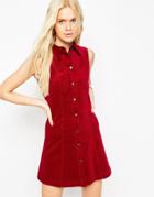 Asos Cord Shirt Dress - Red