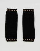 Plush Fleece Lined Studded Armwarmer - Black
