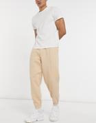 Asos Design Oversized Sweatpants With Pin Tuck In Beige-neutral