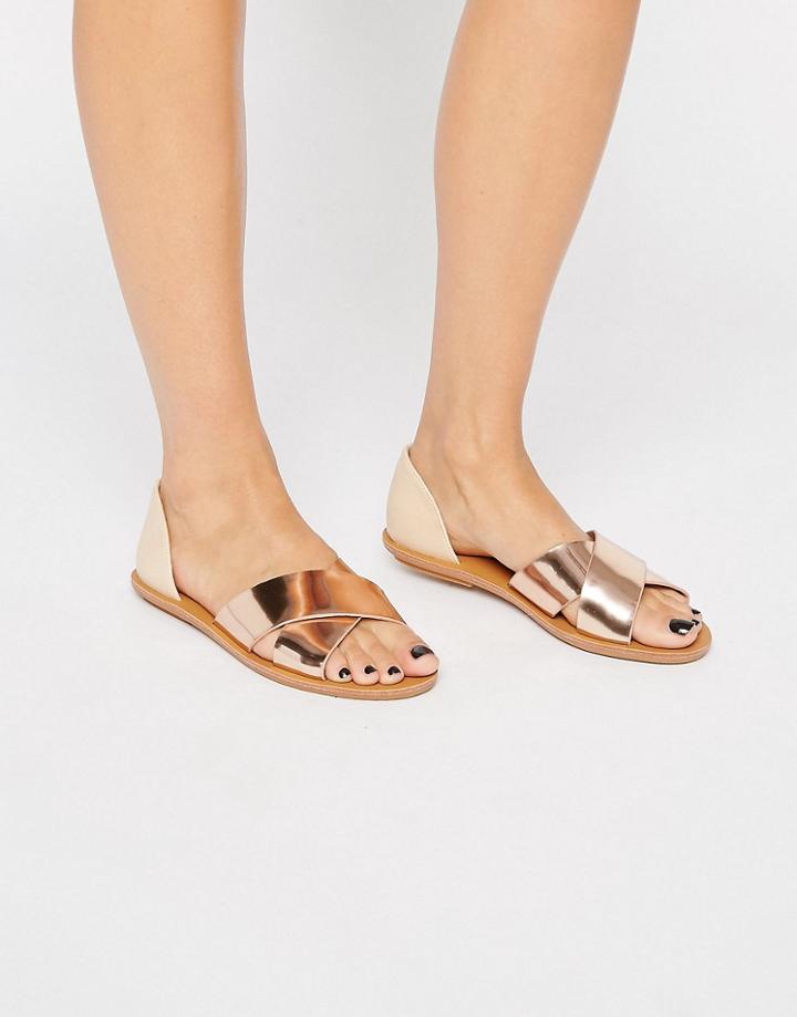 London Rebel 2 Part Flat Sandal - Beige