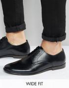 Asos Wide Fit Derby Shoes In Leather - Black