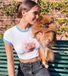 Labelrail X Hana Cross Crop Ringer Tee With Cute Puppy Print-white