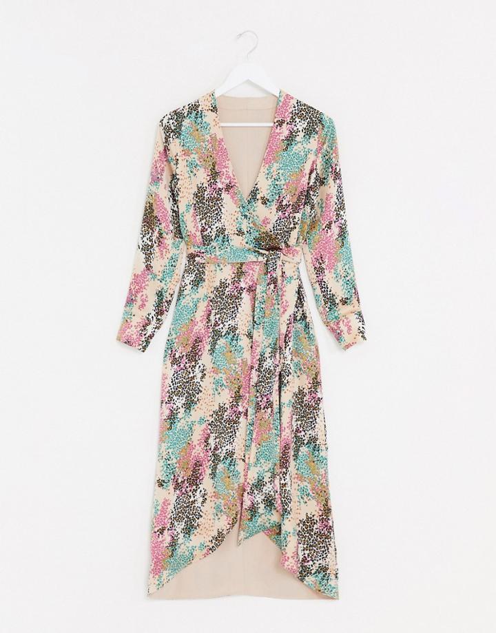 Style Cheat Reversible Tie Side Maxi Dress In Contrast Summer Floral Print-multi
