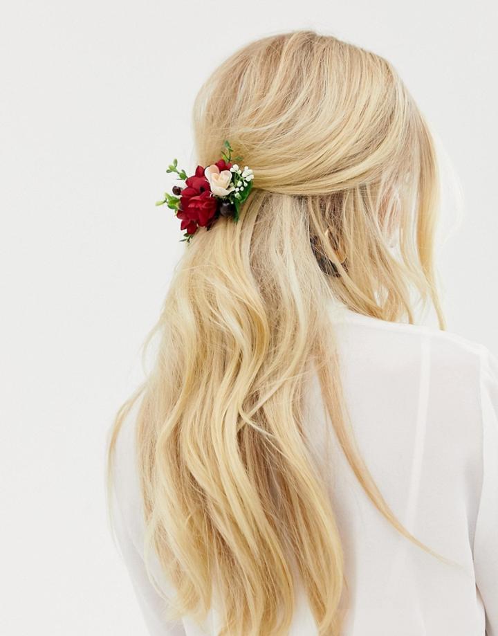 Asos Design Back Hair Crown In Mixed Florals - Multi