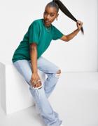 Asos Design Relaxed T-shirt With Roll Sleeve In Pine Needle Set-green