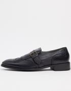 Bolongaro Trevor Fringed Brogue Leather Monkstrap Shoes-black