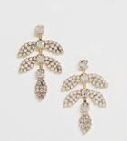 True Decadence Exclusive Gold And Pink Rhinestone Leaf Earrings