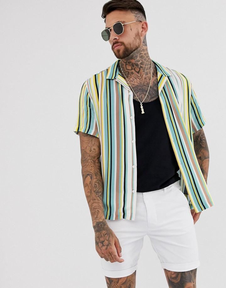 Asos Design Relaxed Multi Stripe Shirt