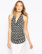 Ichi Paisley Print Halterneck Top - Cloud Dancer