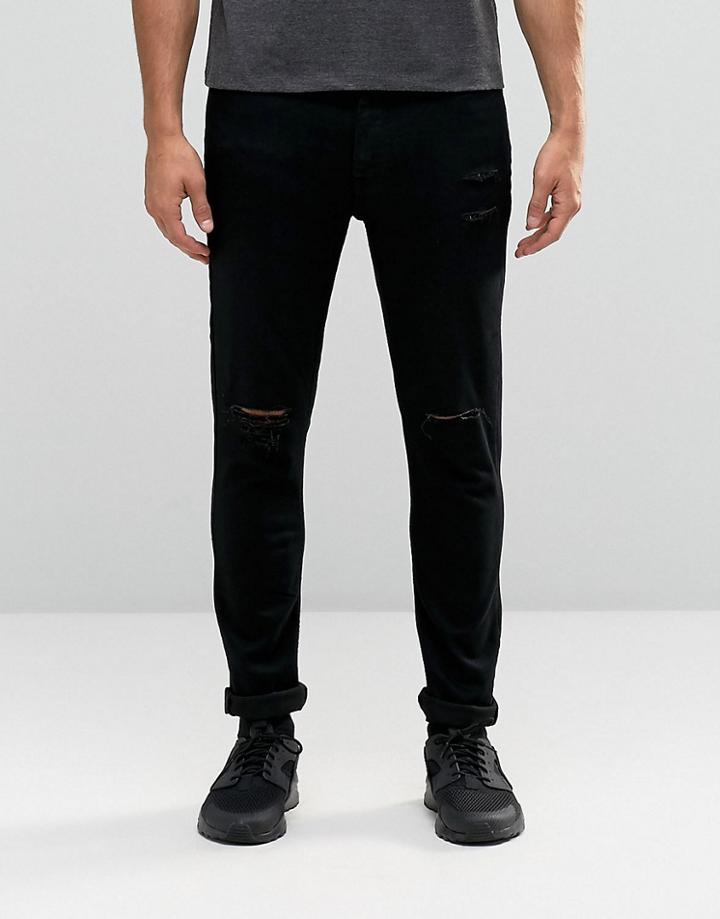 Antioch Skinny Jeans With Extreme Rips - Black