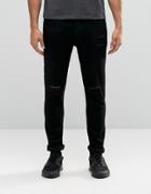 Antioch Skinny Jeans With Extreme Rips - Black