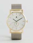 Asos Watch With Mesh Strap In Silver With Gold - Silver