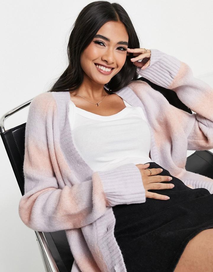 River Island Ombre Cozy Slouch Cardigan In Pink