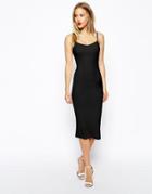 Asos Midi Cami Body-conscious Dress In Rib - Black