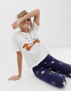 Asos Design Sausage Dog Pyjama Legging Set-multi