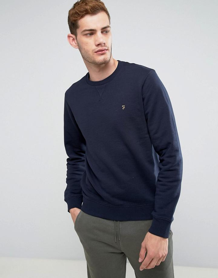 Farah Bernard Loopback Crew Neck Sweat In Navy - Navy