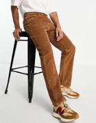Asos Design Corduroy Straight Leg Jeans In Brown