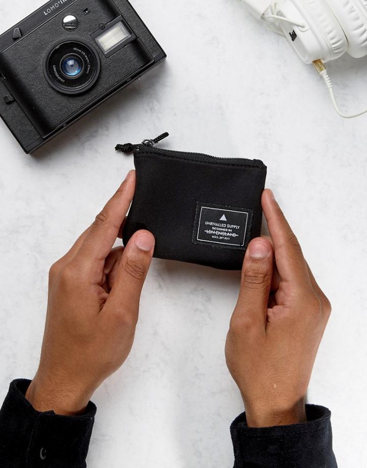 Asos Festival Zip Wallet In Black Scuba - Black
