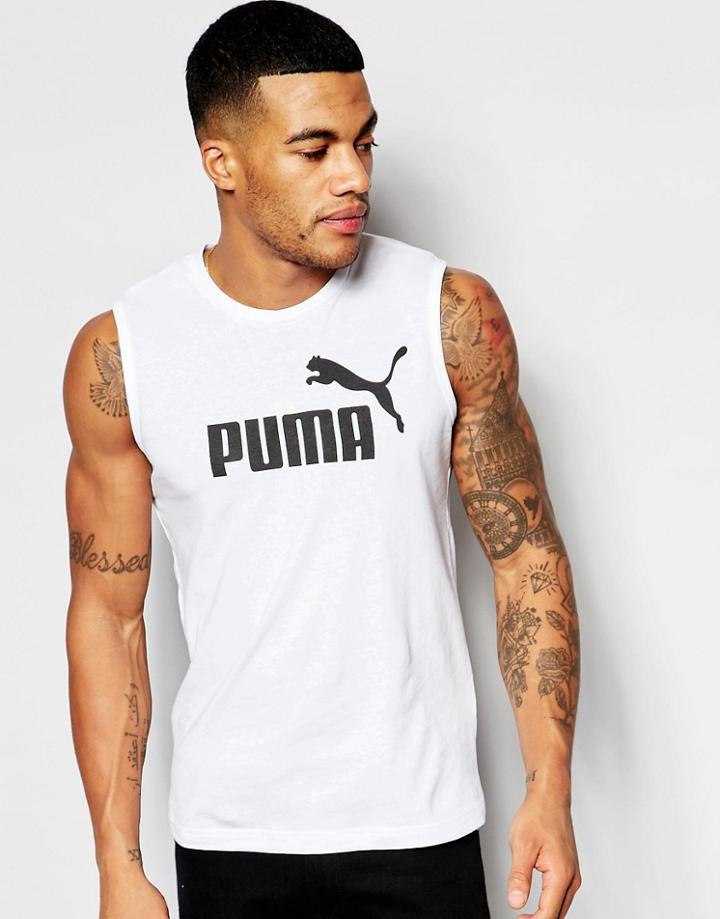 Puma Tank With Large Logo - White