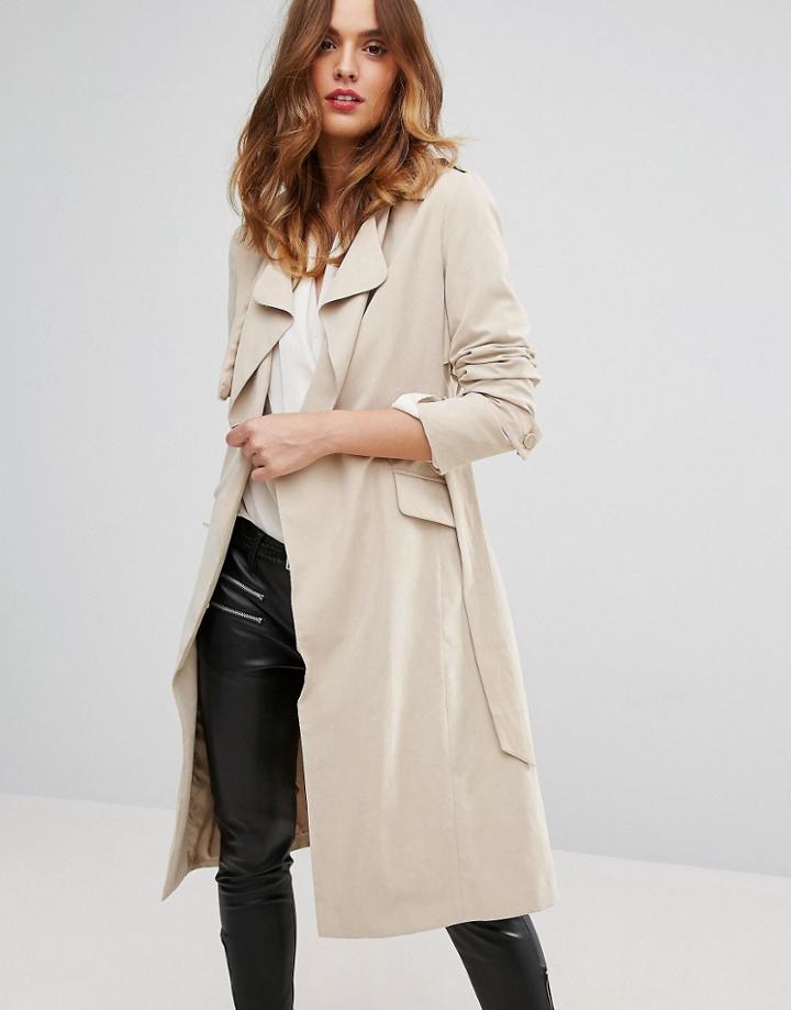 Sisley Belted Trench Coat - Beige