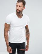 Asos T-shirt With V Neck In White - White