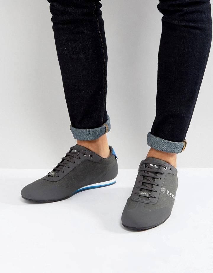 Boss Green By Hugo Boss Lighter Lowp Coated Denim Sneakers Gray - Gray