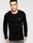 Asos Muscle Long Sleeve Top With Embroidery - Black