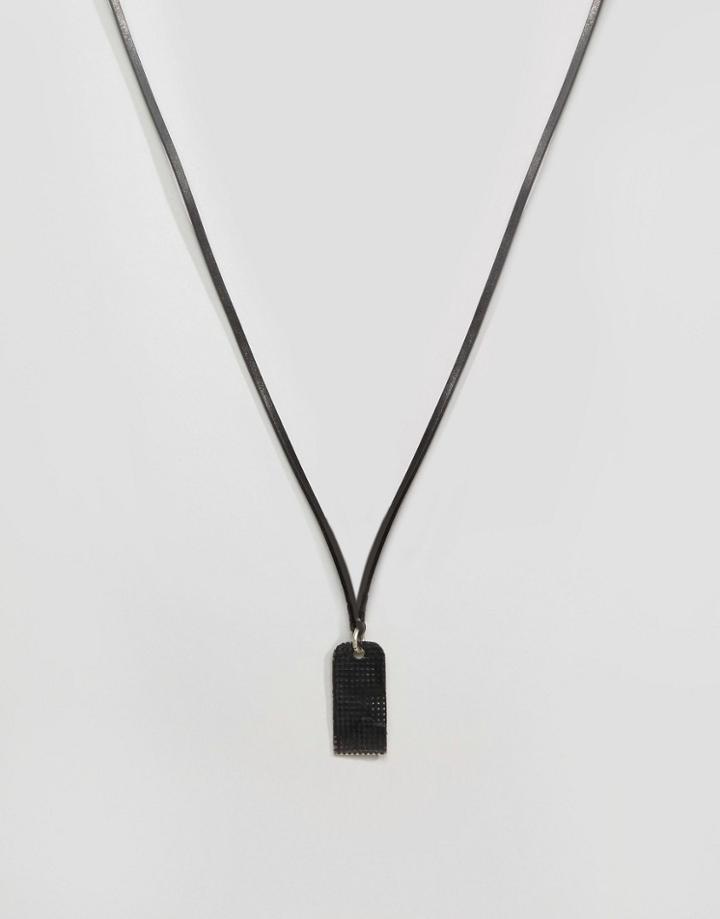 Diesel A-grater Dogtag Necklace In Black - Black