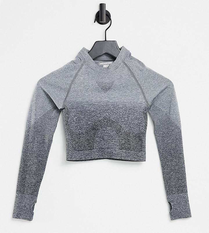 Love & Other Things Petite Gym Seamless Knitted Crop Top In Gray Heather-grey