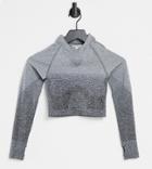Love & Other Things Petite Gym Seamless Knitted Crop Top In Gray Heather-grey