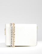 Asos Shoulder Bag With Double Chain Strap - White