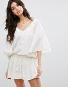 Star Mela Carla Embroidered Tunic Dress - White