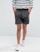 Asos Drop Crotch Asymmetric Shorts With Leather Tie In Charcoal - Gray