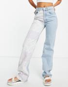 Pull & Bear 90's Straight Leg Jeans With Bandana Detail In Blue-blues