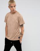 Sixth June Oversized T-shirt In Stone Suedette - Stone