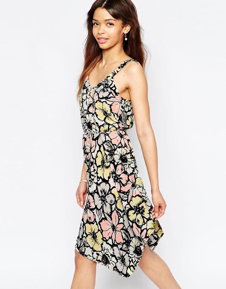 Wal G Skater Dress In Floral Print - Yellow