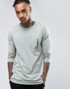 Asos Longline Long Sleeve T-shirt With Military Pocket And Puller - Gr