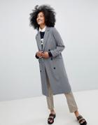 Monki Checked Tailored Coat - Blue