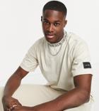 Calvin Klein Asos Exclusive Running Neck Logo T-shirt In Stone-neutral